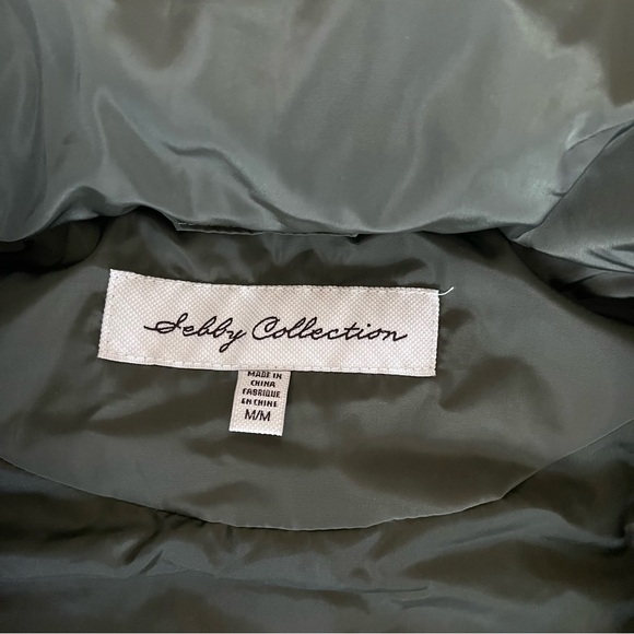 Sebby Drawstring Olive Green Puffer Vest with Removable Hood Sz M - Picture 7 of 12